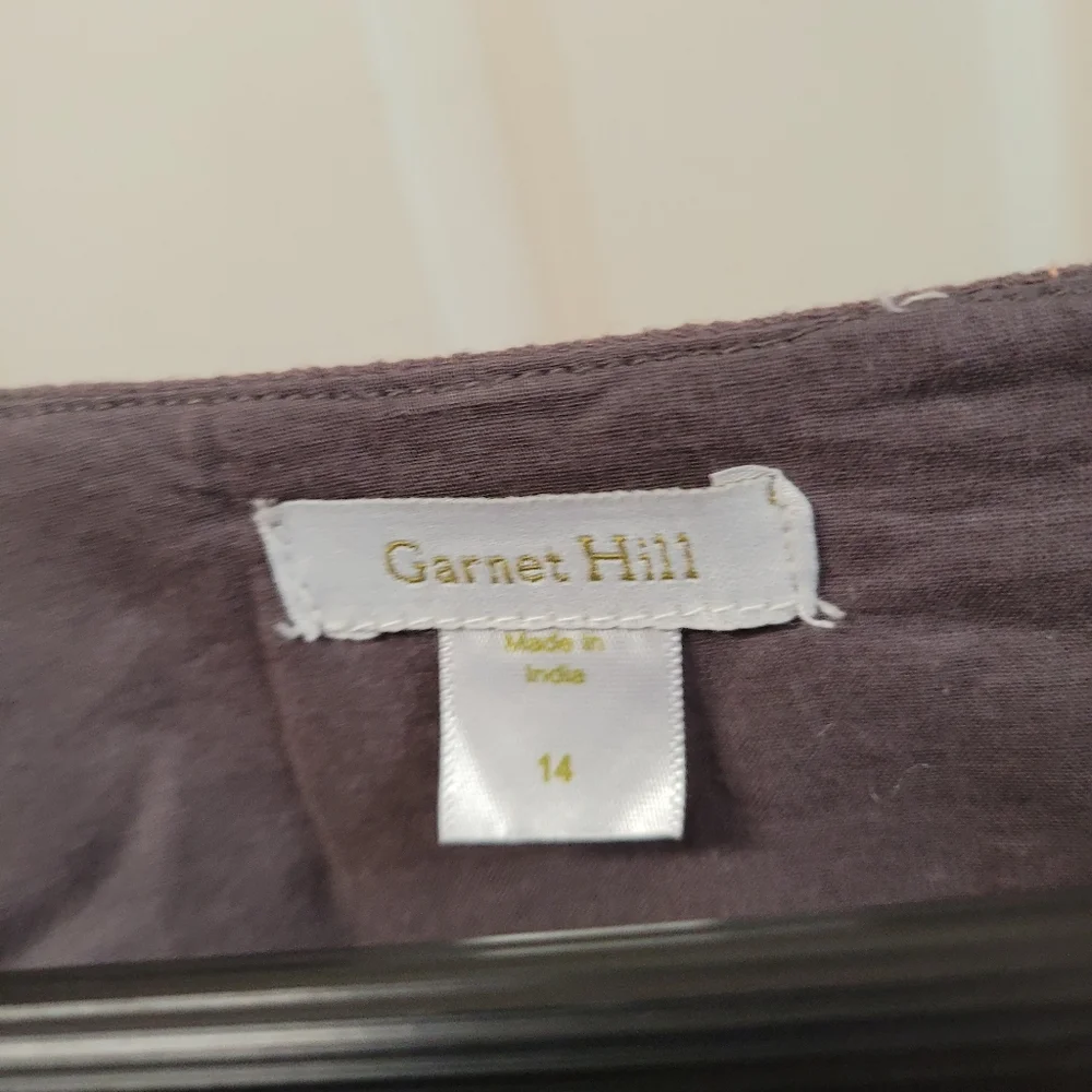 Garnet Hill Gray Boho Embroidered Tunic Top Size 14 Large Peasant Top - Picture 5 of 6